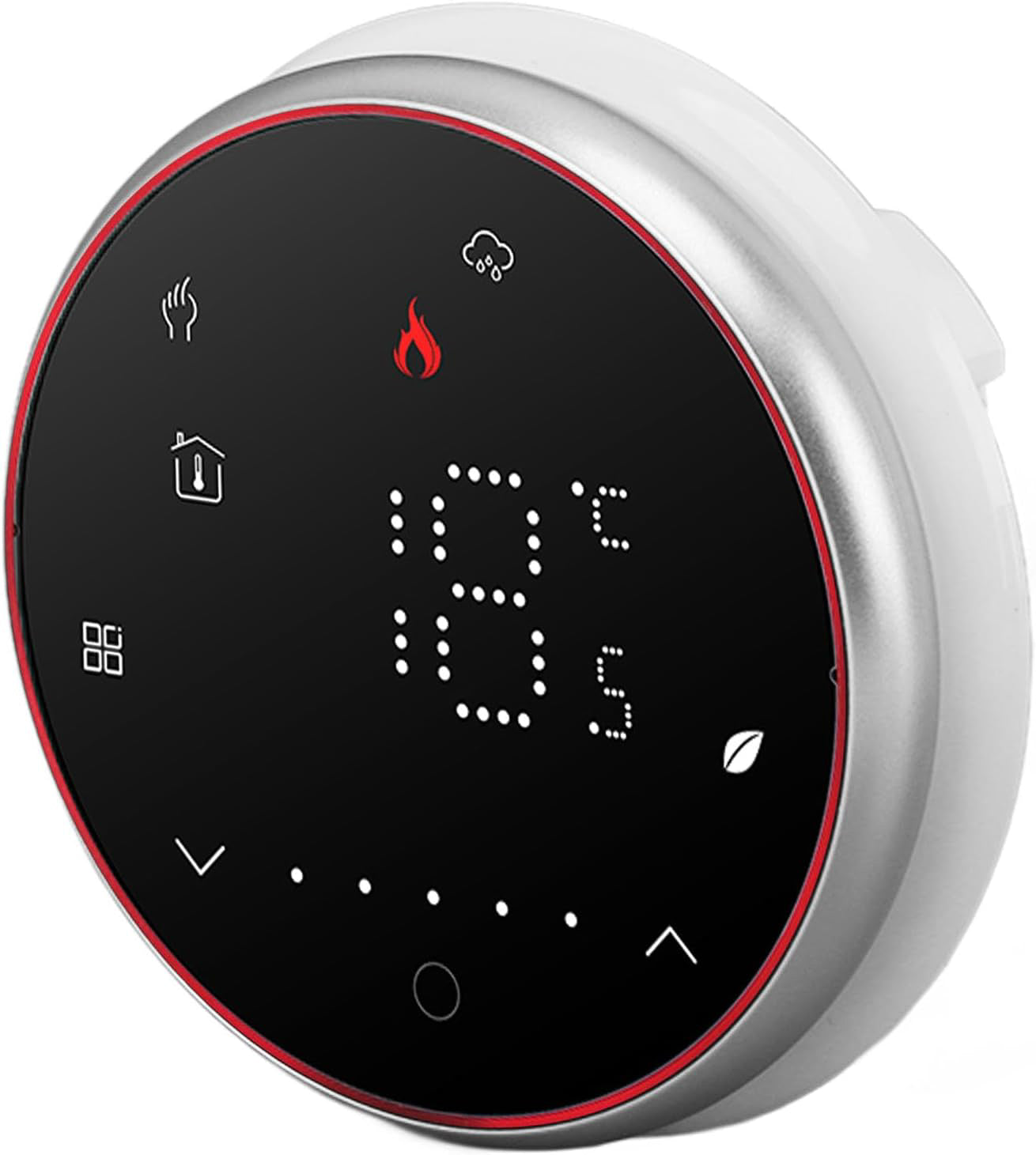 apvalus pilkas termostatas